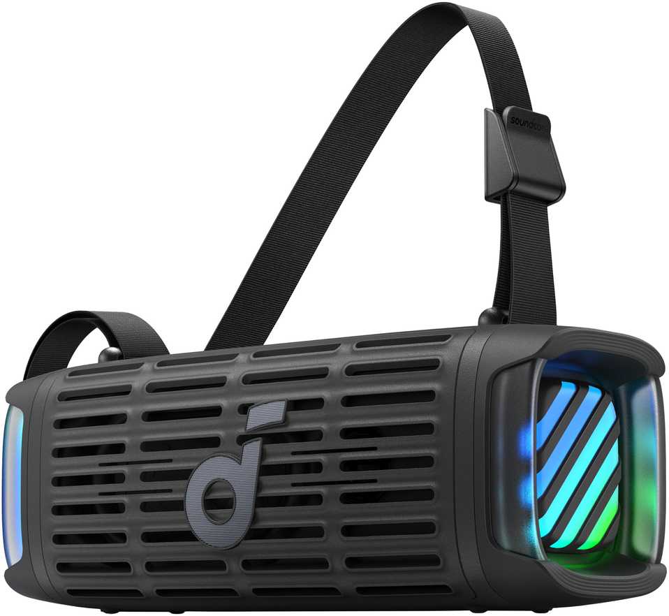 Garsiakalbis Anker Soundcore Boom 3i juodas patvarus lauko „Bluetooth“ garsiakalbis IP68 50W BassUp 16 val. grojimo laikas šviesų šou TWS-Stereo