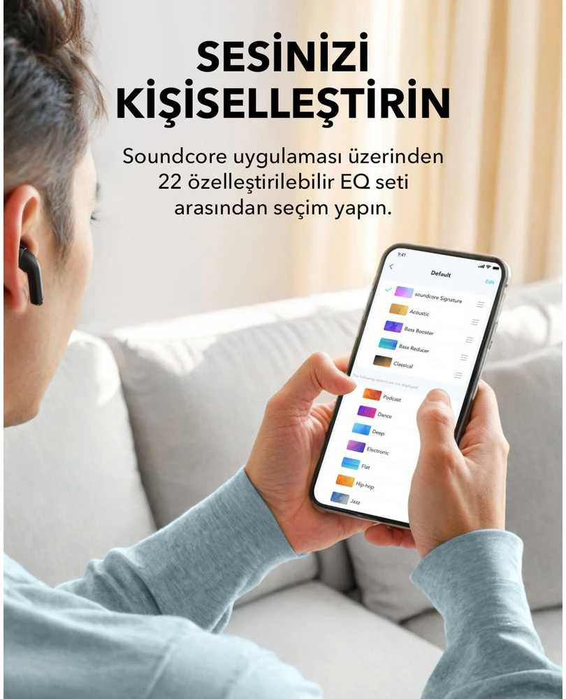 Anker Soundcore K20i valdymo programėlė telefone