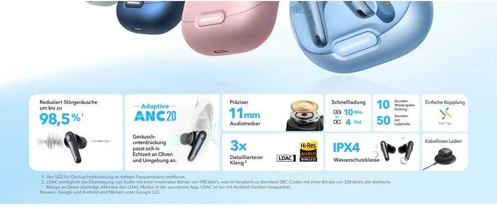 Belaidės ausinės Anker Soundcore Liberty 4 NC, Juodos
