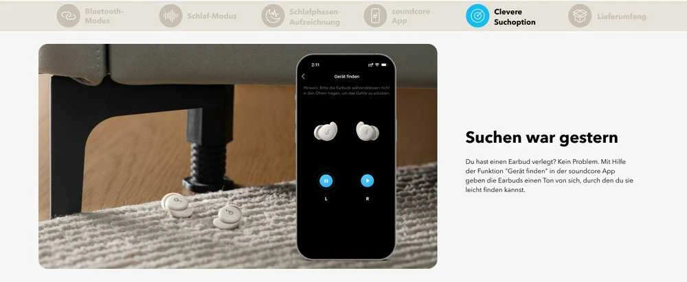 Ausinės Anker Soundcore Sleep A20, Baltos spalvos