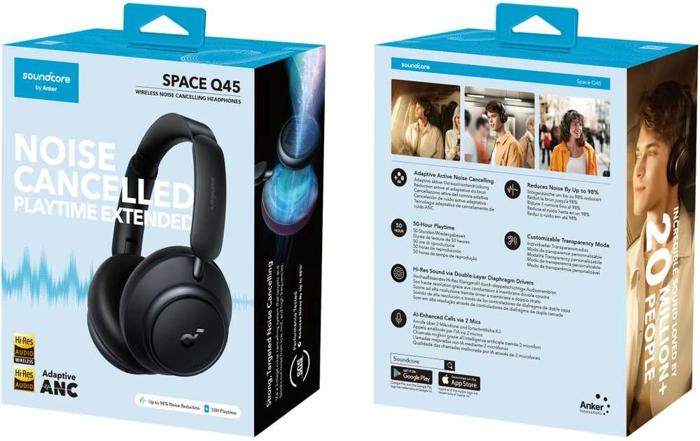 Ausinės Anker Soundcore Space Q45, Juodos