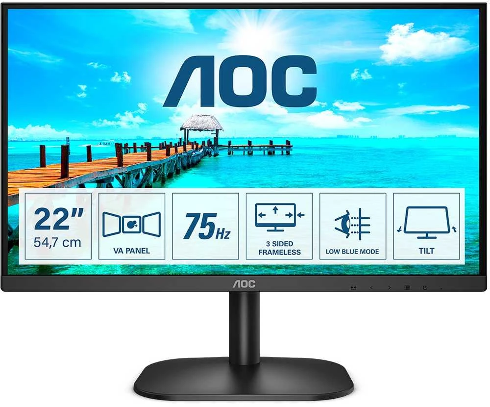 Monitorius AOC 22B2H LED 21.5inch/Business/Panel VA/ Full HD 1080p VGA 60Hz HDMI 75 Hz