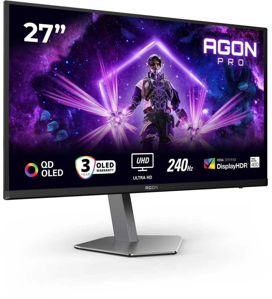 Monitorius AOC AG276UZD 27 colių QD - OLED UHD 240Hz 0.03ms HDMI2.1x2 DP2.1 USB3.2x2 Garsiakalbiai Pivot