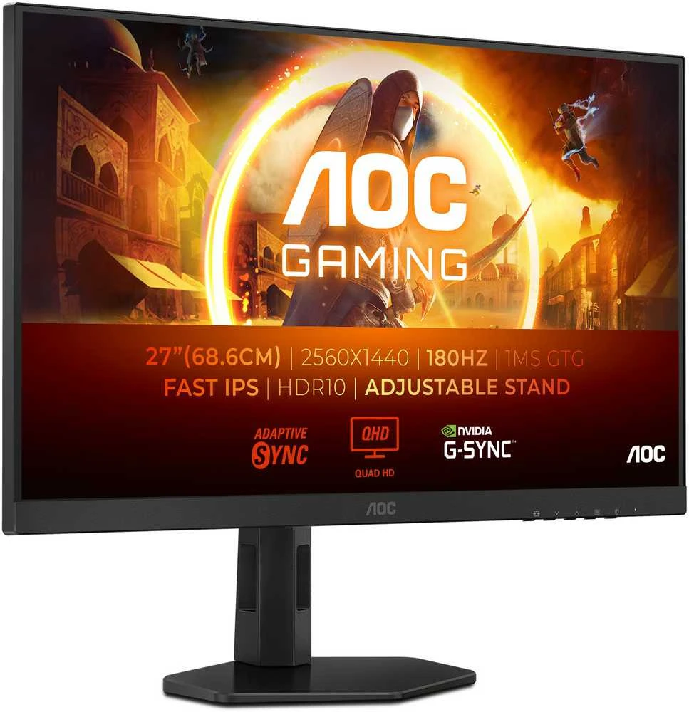 Monitorius AOC Q27G4XF | 27 " | IPS | 16:9 | 180 Hz | 1 ms | 2560 x 1440 pikselių | 300 cd/m² | HDMI jungtys quantity 1 | Juodas