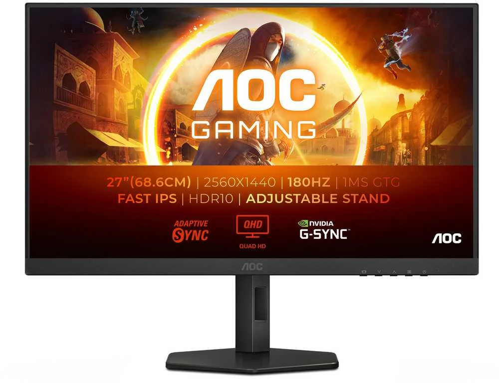 Monitorius AOC Q27G4XF | 27 " | IPS | 16:9 | 180 Hz | 1 ms | 2560 x 1440 pikselių | 300 cd/m² | HDMI jungtys quantity 1 | Juodas