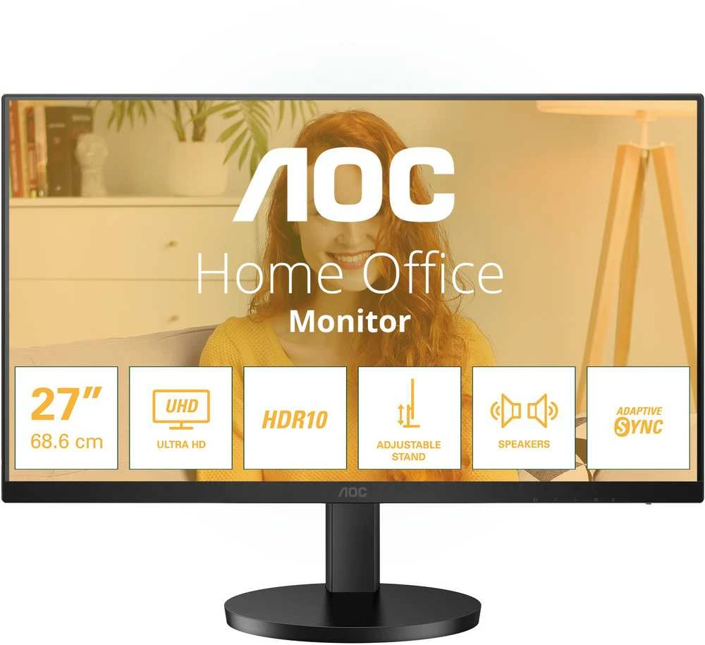Monitorius AOC U27B3AF 27inch UHD 3840x2160 60Hz HDR10 HDMI 2.0 DisplayPort 1.4 juodas