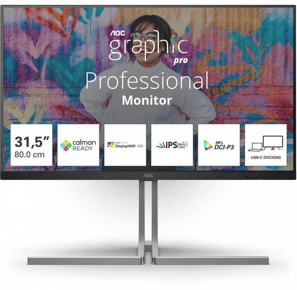 Monitorius AOC U32U3CV 31,5 colio nano IPS WLED UHD 60 Hz HDMI