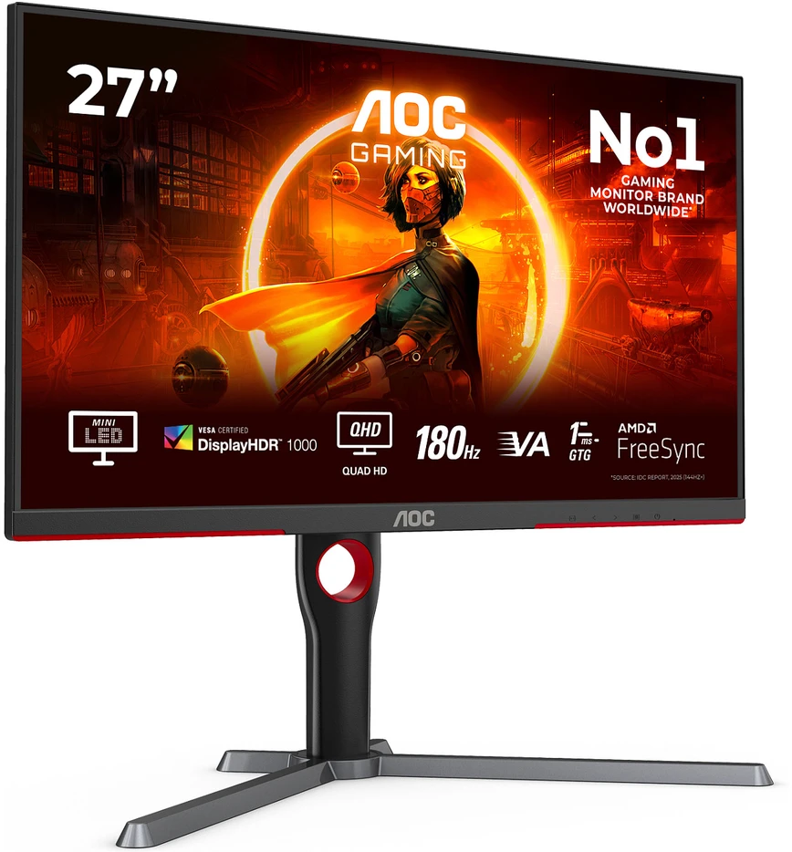 Žaidimų monitorius AOC Q27G3XMN /BK/27 "/VA /2560 x 1440 pikselių/ 16:9/ 1 ms /700 cd/m² /Juodas/ 180 Hz
