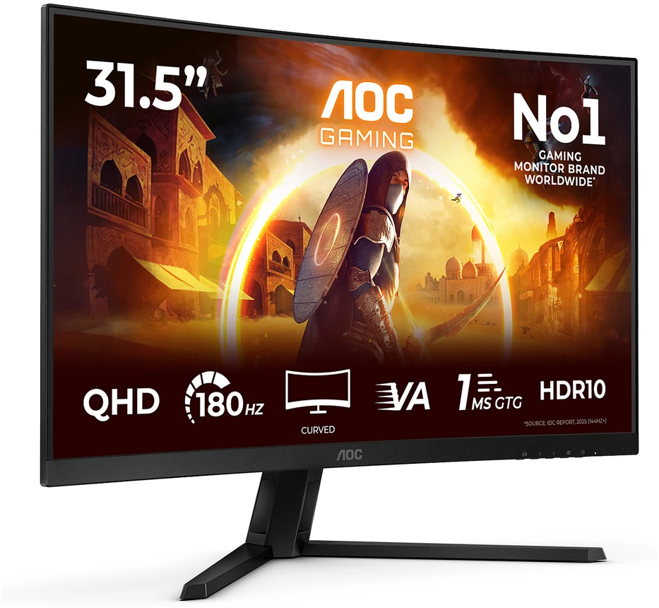 Žaidimų monitorius AOC CQ32G4VE, 31.5",Curved/ VA panel/ QHD(2560x1440), /180 Hz/ 0.5 ms, HDR10, FreeSync Premium HDMI, DisplayPort