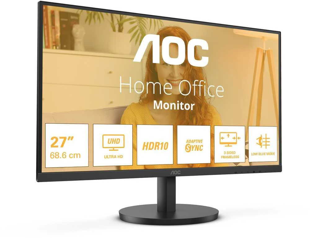 Monitorius AOC U27B3M, 27", VA, 3840 x 2160, 60 Hz, 4 ms