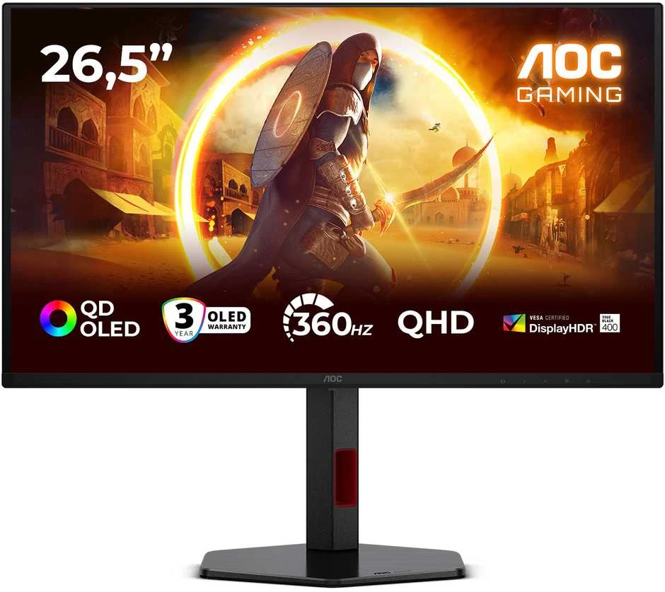 Monitorius AOC | Q27G4SDR | 27 " | QD-OLED | QHD | 16:9 | 360 Hz | 0.03 ms | 2560 x 1440 pikselių | 1000 cd/m² | HDMI jungtys quantity 2 | Juodas