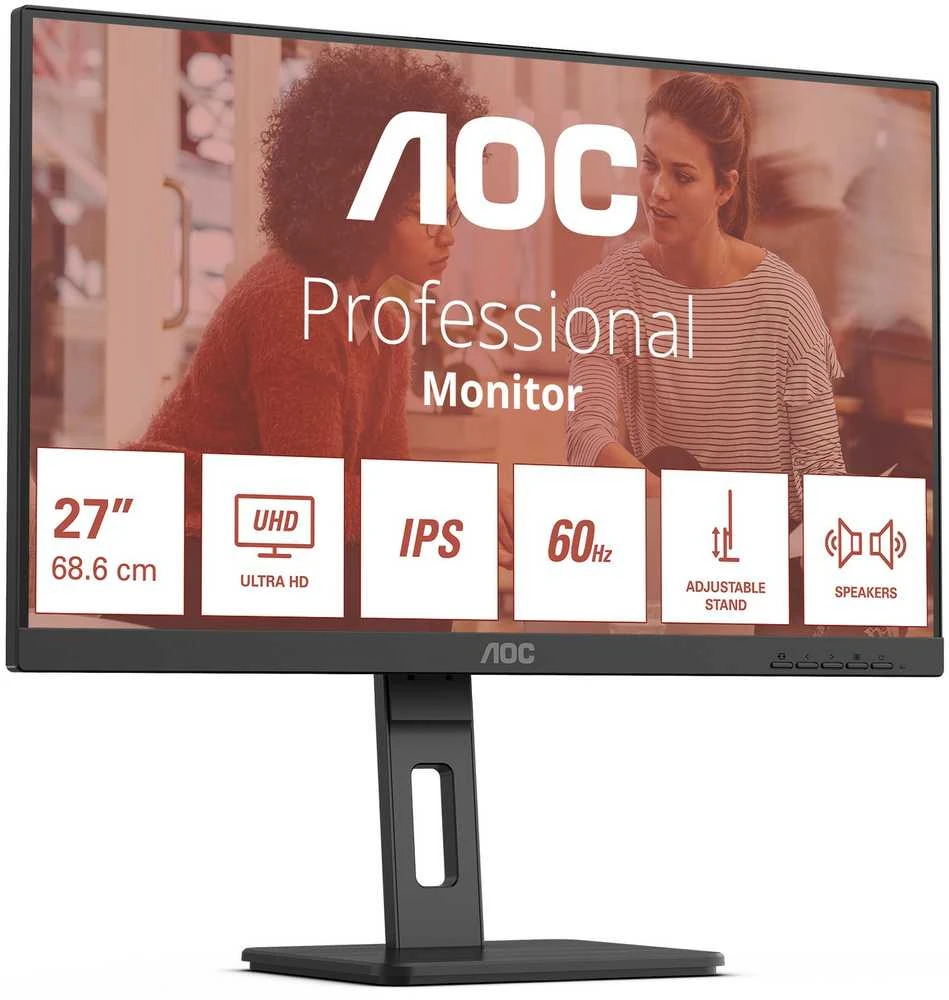 AOC U27E3UF 27inch IPS 3840x2160 Monitorius 4ms 16:9 2xHDMI DP USB Juodas