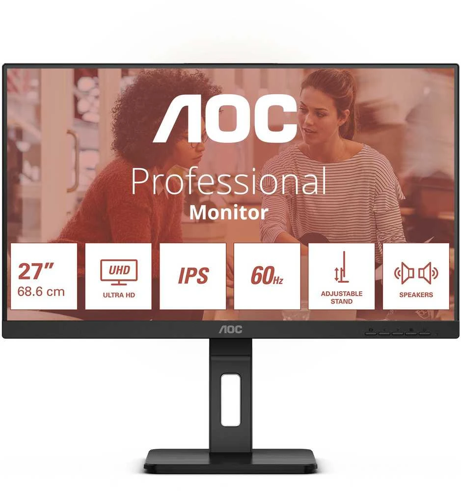 AOC U27E3UF 27inch IPS 3840x2160 Monitorius 4ms 16:9 2xHDMI DP USB Juodas