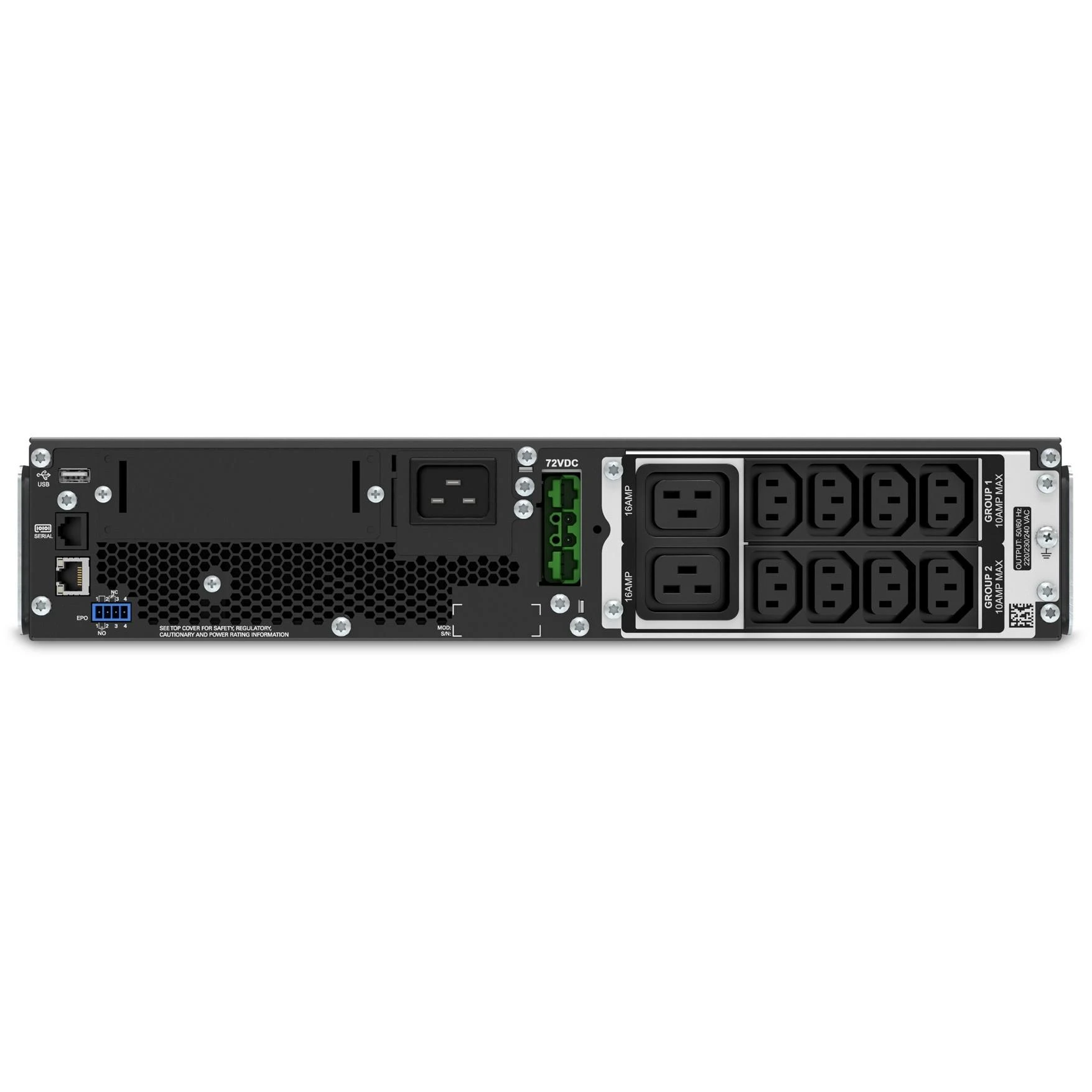 APC Smart-UPS On-Line Dviguba konversija (prisijungus) 2200 VA 1980 W 10 AC išvestis(ys / čių)