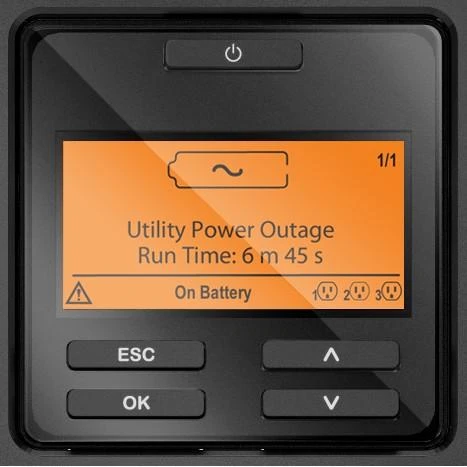 Apc „Smart-UPS SRT“ 3000 VA / 2700 W RM 230 V prijungtas, 4 min. esant pilnai apkrovai