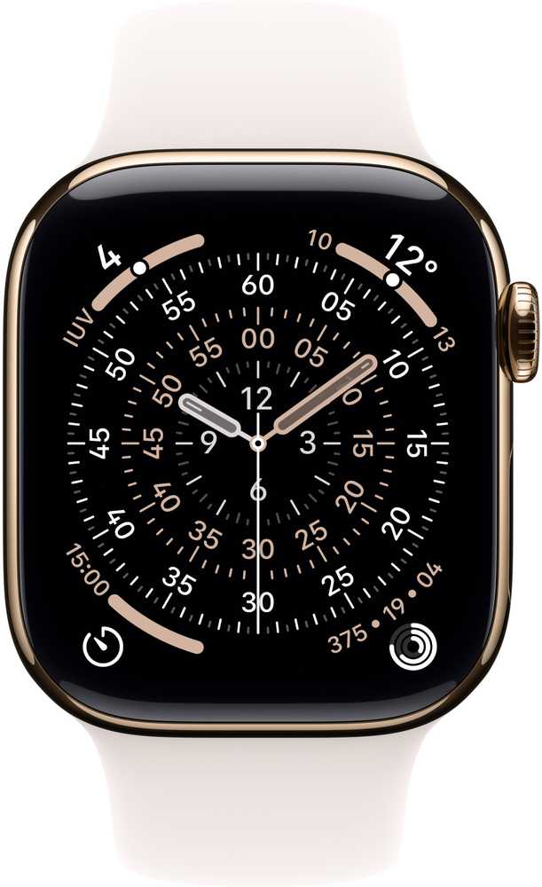 Išmanusis laikrodis Apple Watch 11 GPS + Cellular 42mm Gold Titanium Sport Band S/M Rožinė (MF8W4ZR/A)