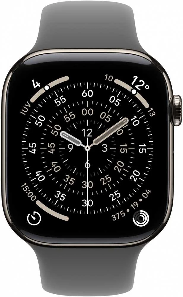 Išmanusis laikrodis Apple Watch 11 GPS + Cellular 46mm Natural Titanium Sport Band M/L Graphite (MFCX4ZR/A)