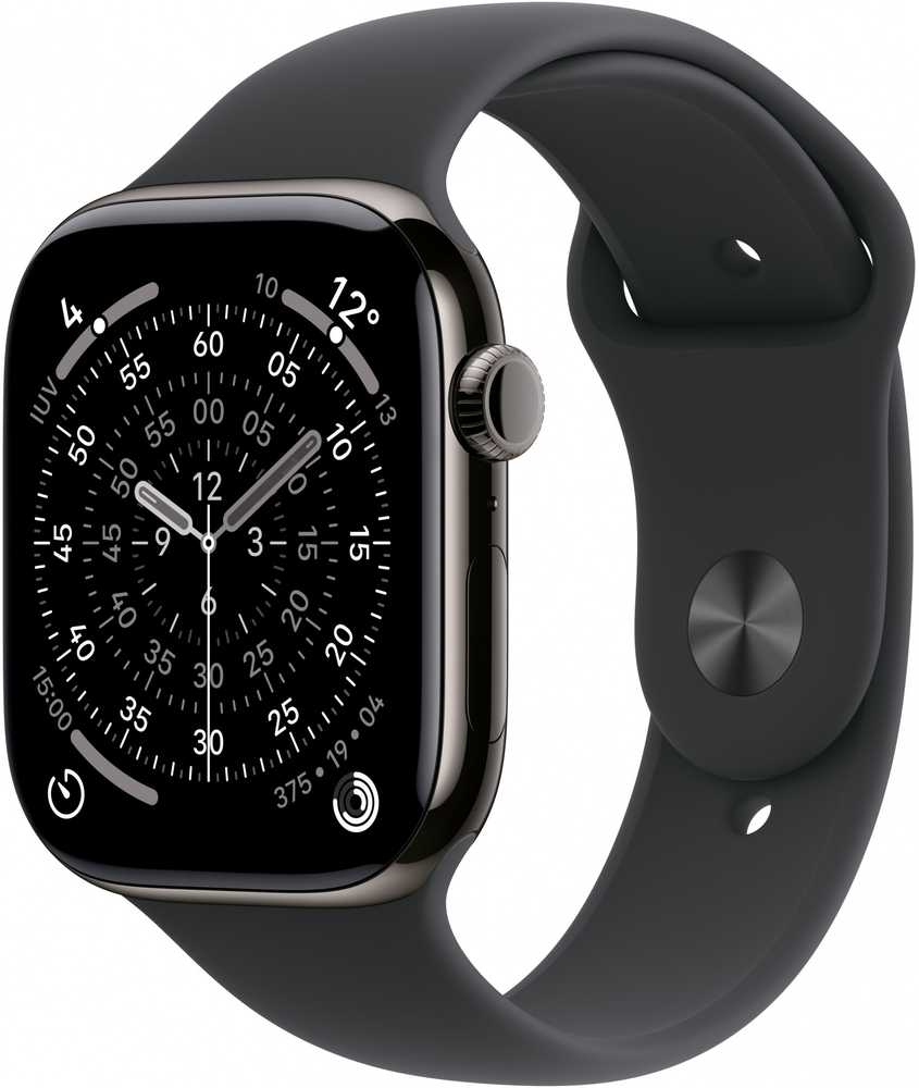 Išmanusis laikrodis Apple Watch S11 Titan Schiefer Cellular 42mm (Sportinis dirželis juodas) S/M