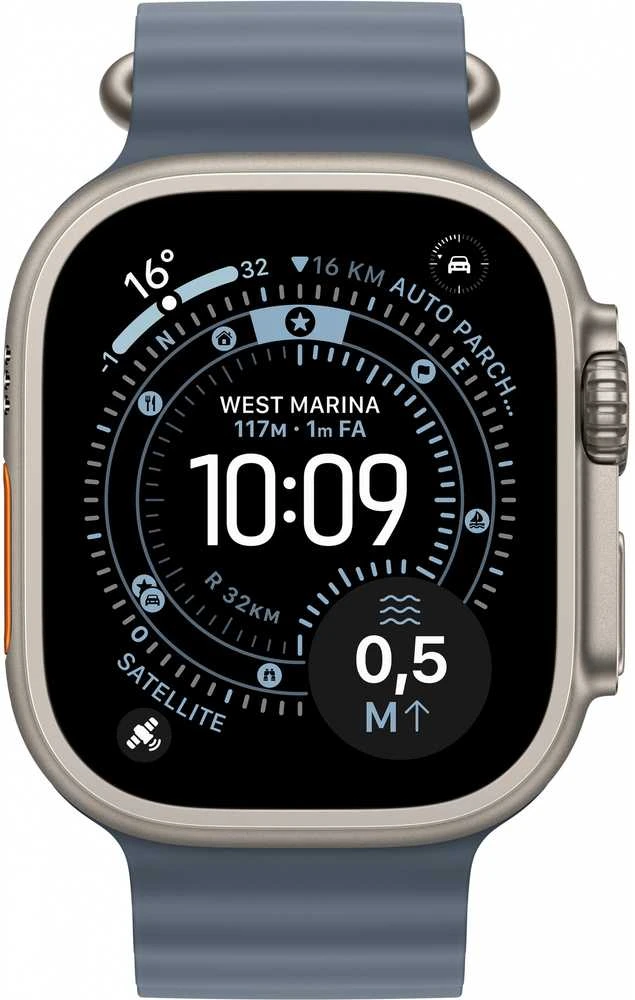 Išmanusis laikrodis Apple Watch Ultra 3 (2025) 5G 49mm Natural Titanium Case with Ocean Band – Anchor Mėlyna