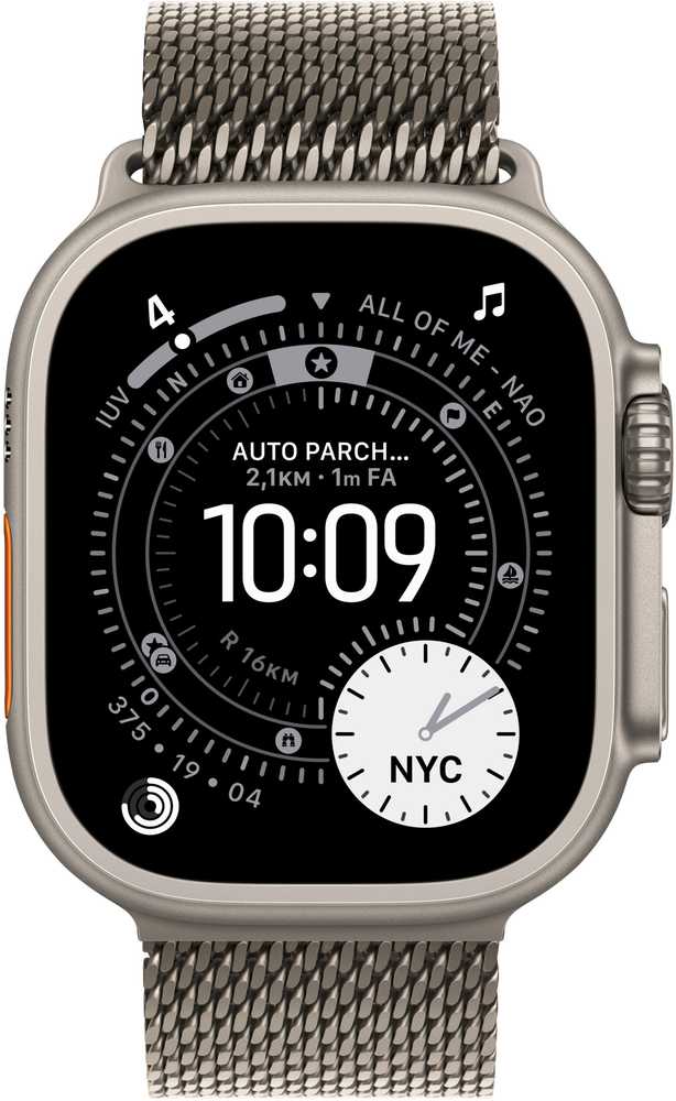 Išmanusis laikrodis Apple Watch Ultra 3 GPS + Cellular 49mm su natūralaus titano korpusu ir natūralaus titano Milano apyranke - Small
