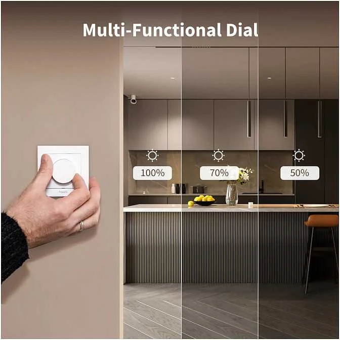 Aqara H2 Dimmer Switch išmanusis Zigbee ir Thread 1 kanalo Šviesos reguliatorius pilkas