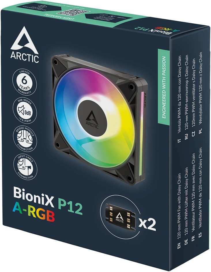 Arctic BioniX P12 A-RGB Obudowa komputera wentylator 12 cm juoda 1 vnt. (ACFAN00335A)