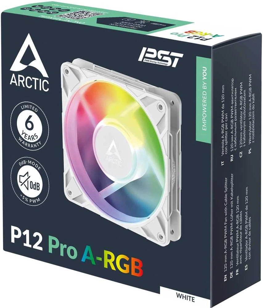 ARCTIC P12 Pro ARGB PWM korpuso ventiliatorius – 120mm, baltos spalvos