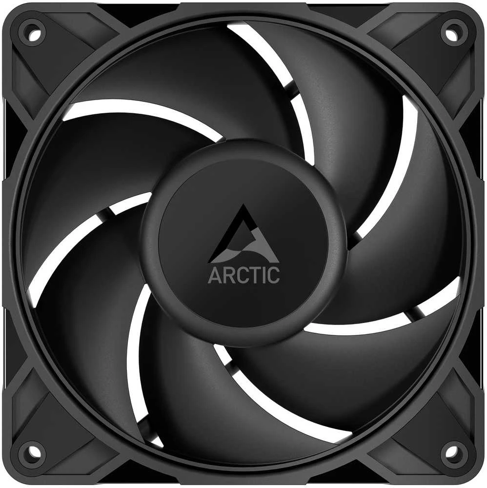 Juodas Arctic P12 Pro 120mm ventiliatorius iš priekio