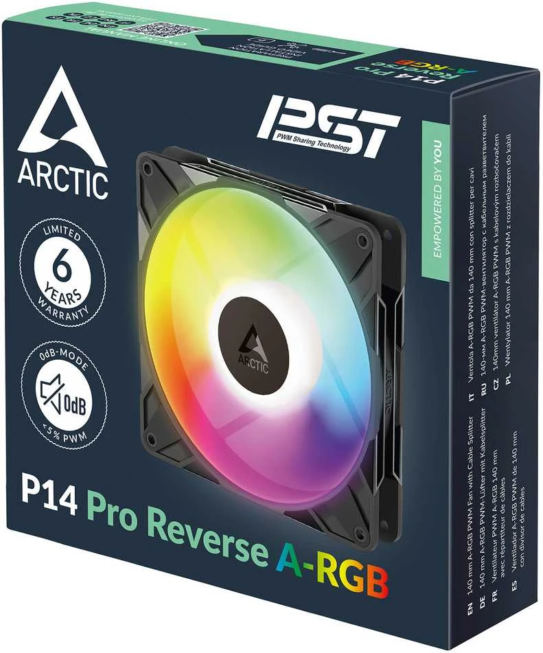 Reverse ARCTIC P14 Pro atvirkštinis A-RGB korpuso ventiliatorius 140 mm