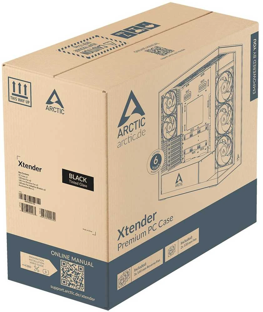 ARCTIC Xtender PC-kompiuterio korpusas, Midi-Tower, E-ATX, RGB, Tempered Glass – juodos spalvos