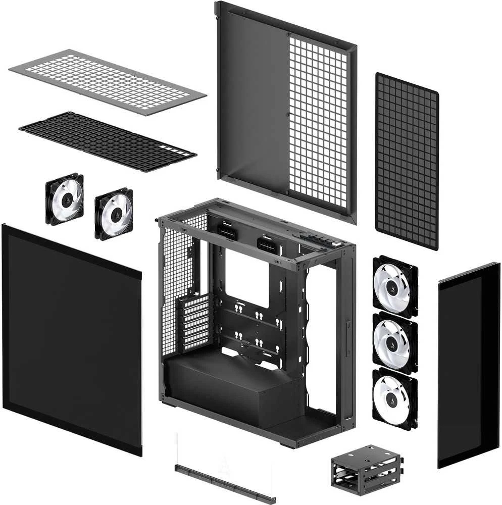 ARCTIC Xtender Mirror kompiuterio korpusas, Mid Tower, E-ATX, RGB, Tempered Glass – juodos spalvos, mirrored