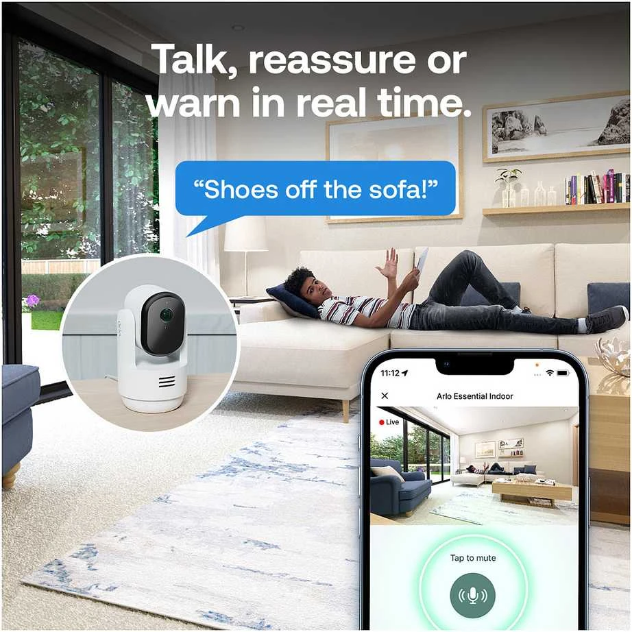 ARLO Essential 3 2K panoraminė, pakreipiama ir priartinama vidaus apsaugos kamera