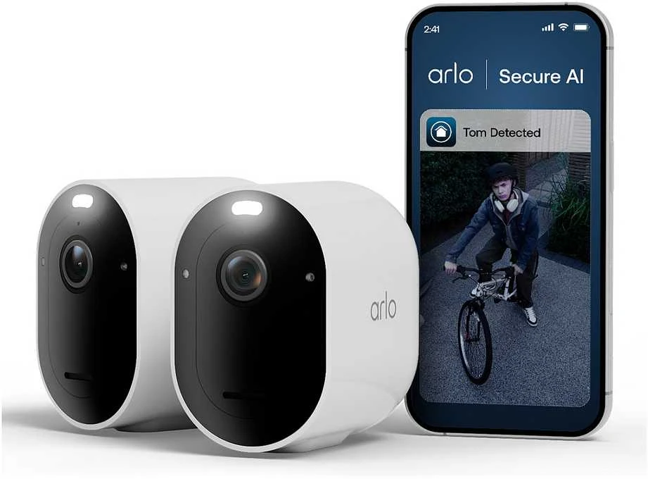 Arlo Pro 6 2K+ apsaugos kamera, 2 kamerų, IP apsaugos kamera, lauko, laidinė ir belaidė, 7,5 m, „Amazon Alexa“ ir „Google Assistant“, automatinė