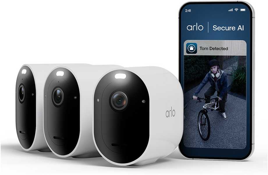 Šakotuvas Arlo Pro 6 2K+ Überwachungskamera Weiß 3er Set 4MP (2560x1440), WLAN, Akku, IP65 Wetterfest, 160° Weitwinkel, Farbnachtsicht