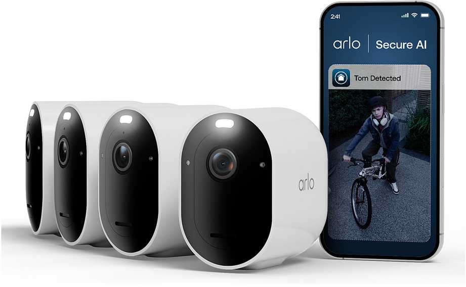 Arlo Pro 6 2K+ apsaugos kamera, 4 kamerų, IP apsaugos kamera, lauko, laidinė ir belaidė, 7,5 m, „Amazon Alexa“ ir „Google Assistant“, automatinė