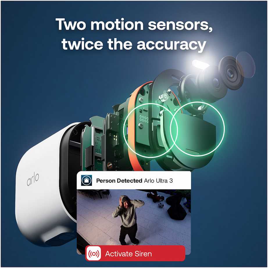„Kamera IP Arlo Ultra 3“ apsaugos kameros rinkinys su 4 kameromis ir saulės baterija (VMC5450-111EUS)