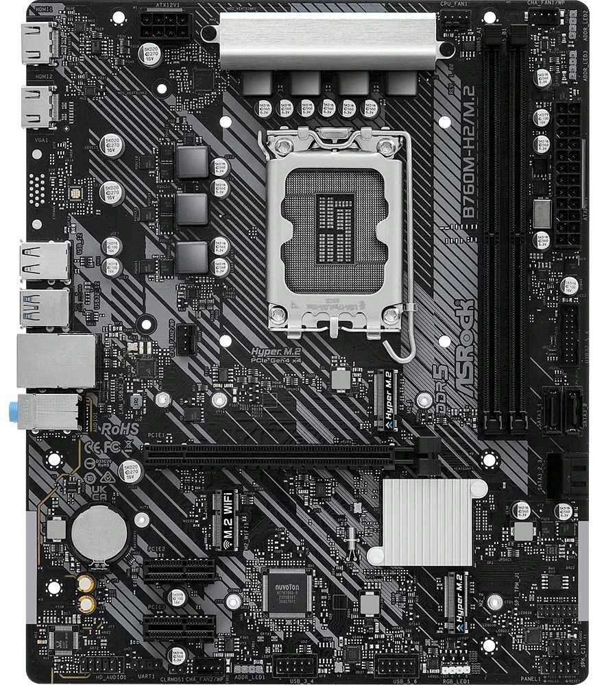 ASRock | B760M-H2/M.2 | Procesorių šeima Intel | Procesoriaus lizdas LGA1700 | DDR5 | SATA jungčių skaičius 4