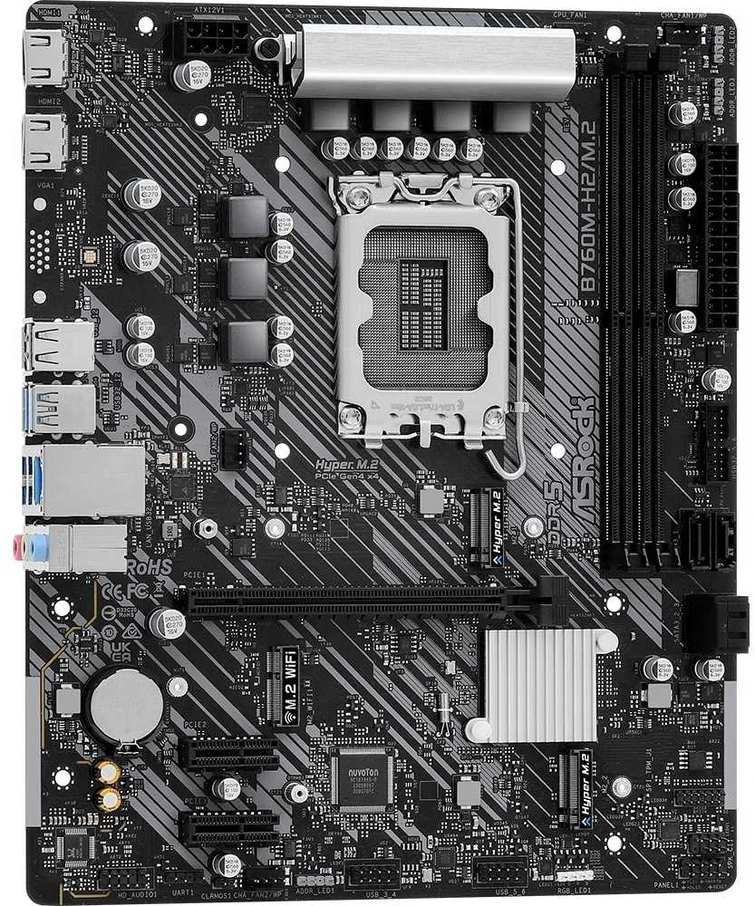 ASRock | B760M-H2/M.2 | Procesorių šeima Intel | Procesoriaus lizdas LGA1700 | DDR5 | SATA jungčių skaičius 4