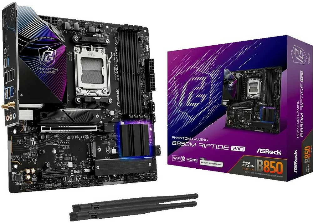 ASRock Phantom Gaming B850M Riptide WiFi AMD B850 Socket AM5 micro ATX