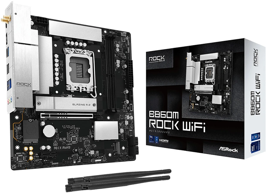 Asrock B860M Rock WiFi Intel B860 LGA 1851 (Socket V1) micro ATX pagrindinė plokštė
