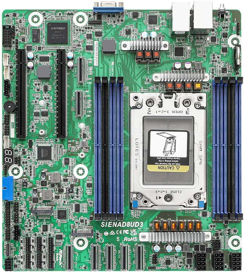 ASRock pagrindinė plokštė ASRock pagrindinė plokštė SIENAD8UD3 mikro-ATX lizdas SP6 vienas