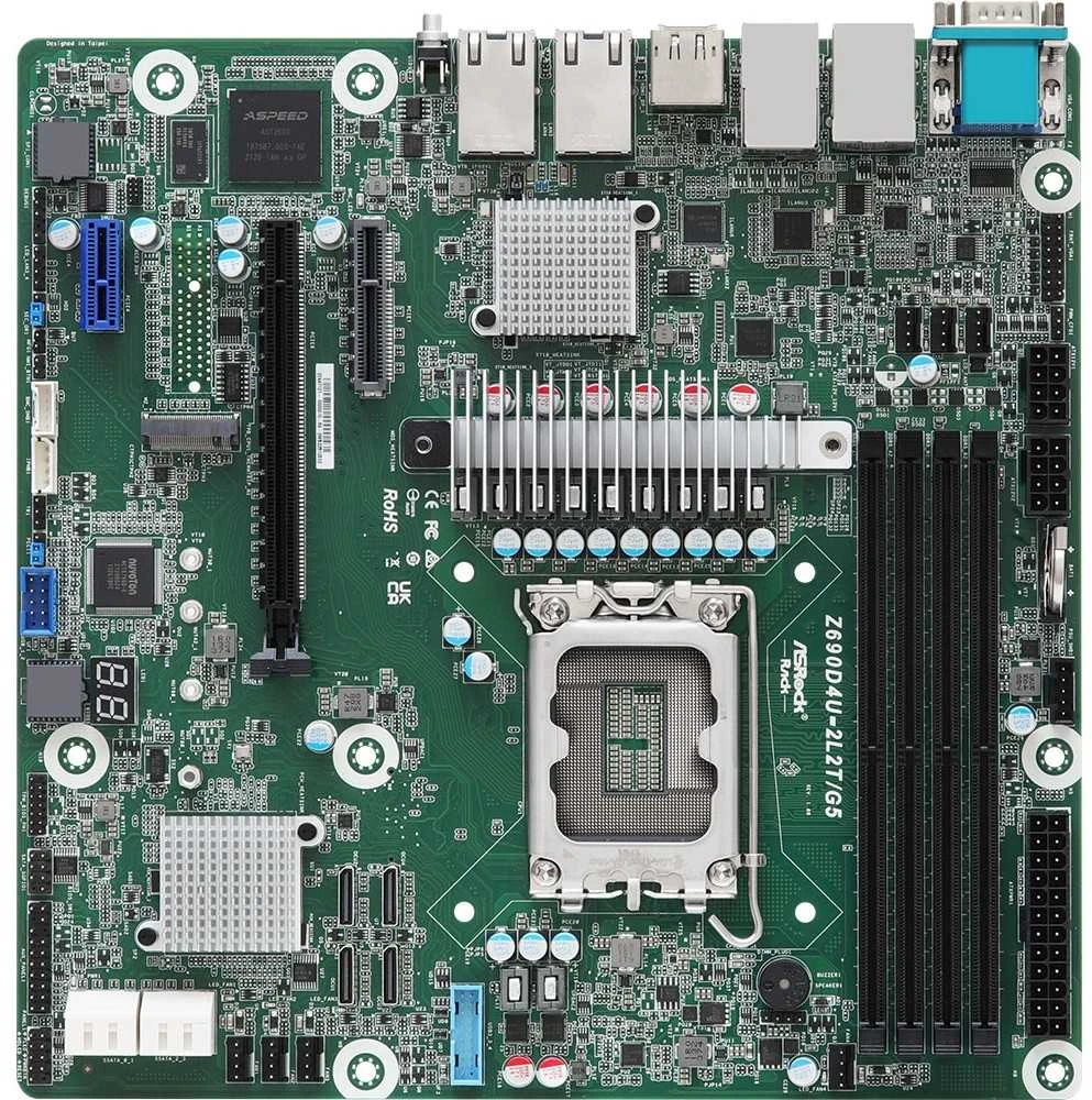 Pagrindinė plokštė ASRock Z690D4U-2L2T/G5 1x LGA1700 Intel Core 12/13 kartos Z690 (4xDIMM, SATA, 1xM.2, 2xGbE, 2x10GbE, IPMI)