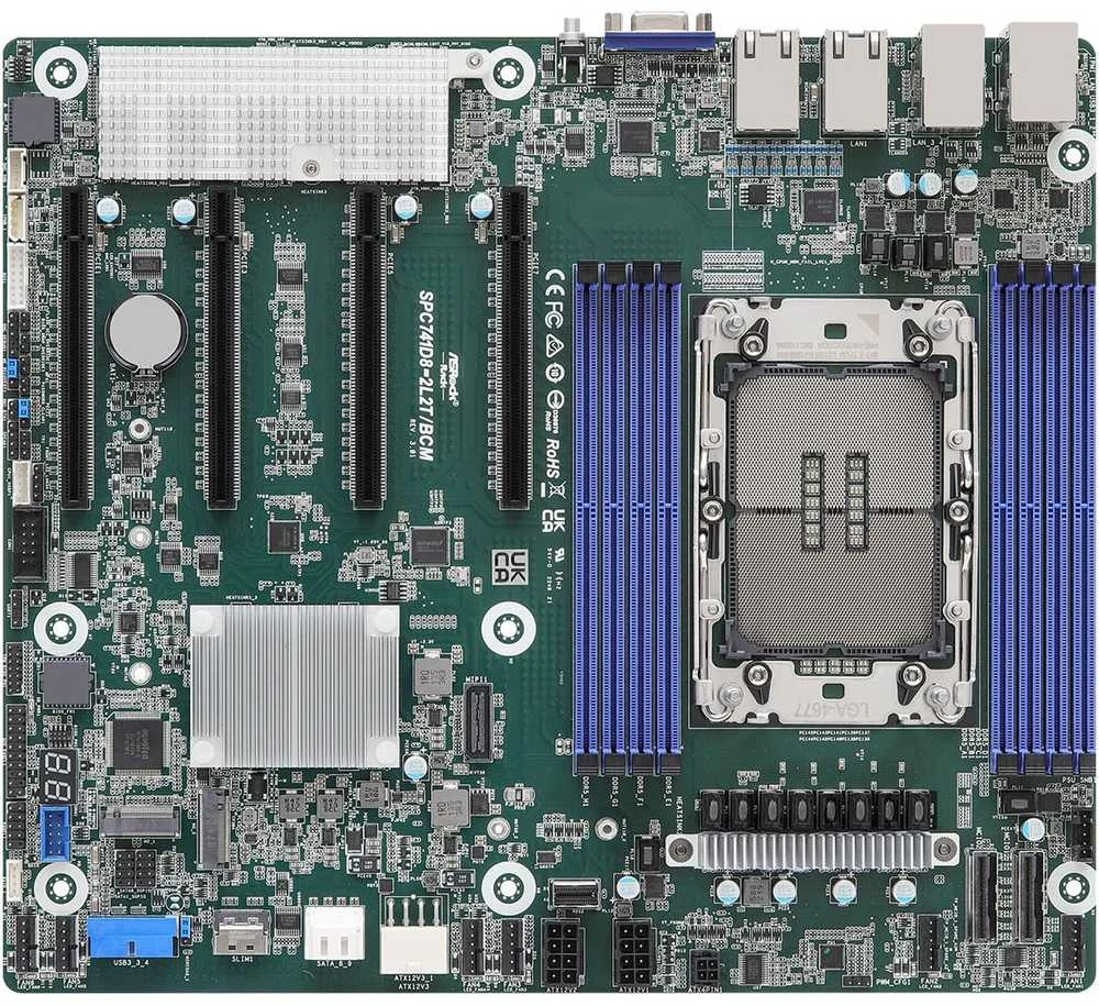 Pagrindinė plokštė Motininė Plokštė - ASRock SPC741D8-2L2T/BCM LGA4677 Intel Xeon Scalable 4/5gen C741 8xDIMM NVMe 2x10GbE 2xGbE IPMI