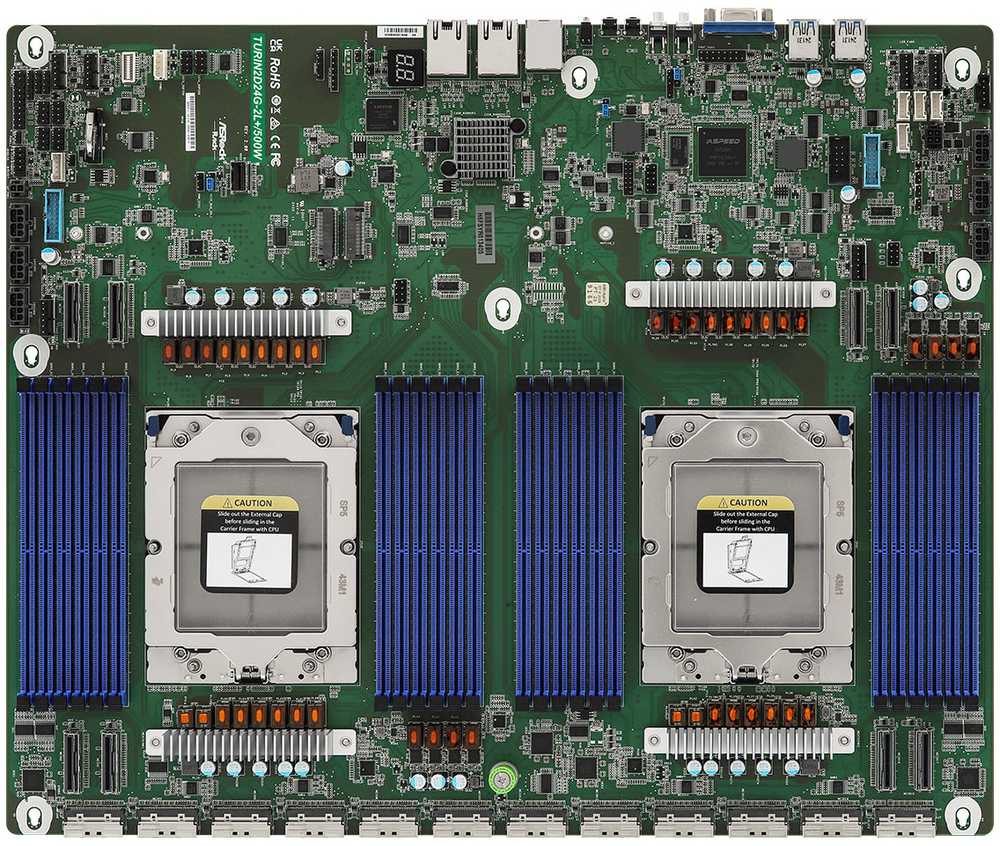 ASRock pagrindinė plokštė TURIN2D24G-2L+/500W patentuotas dvigubas lizdas SP5 viengubas