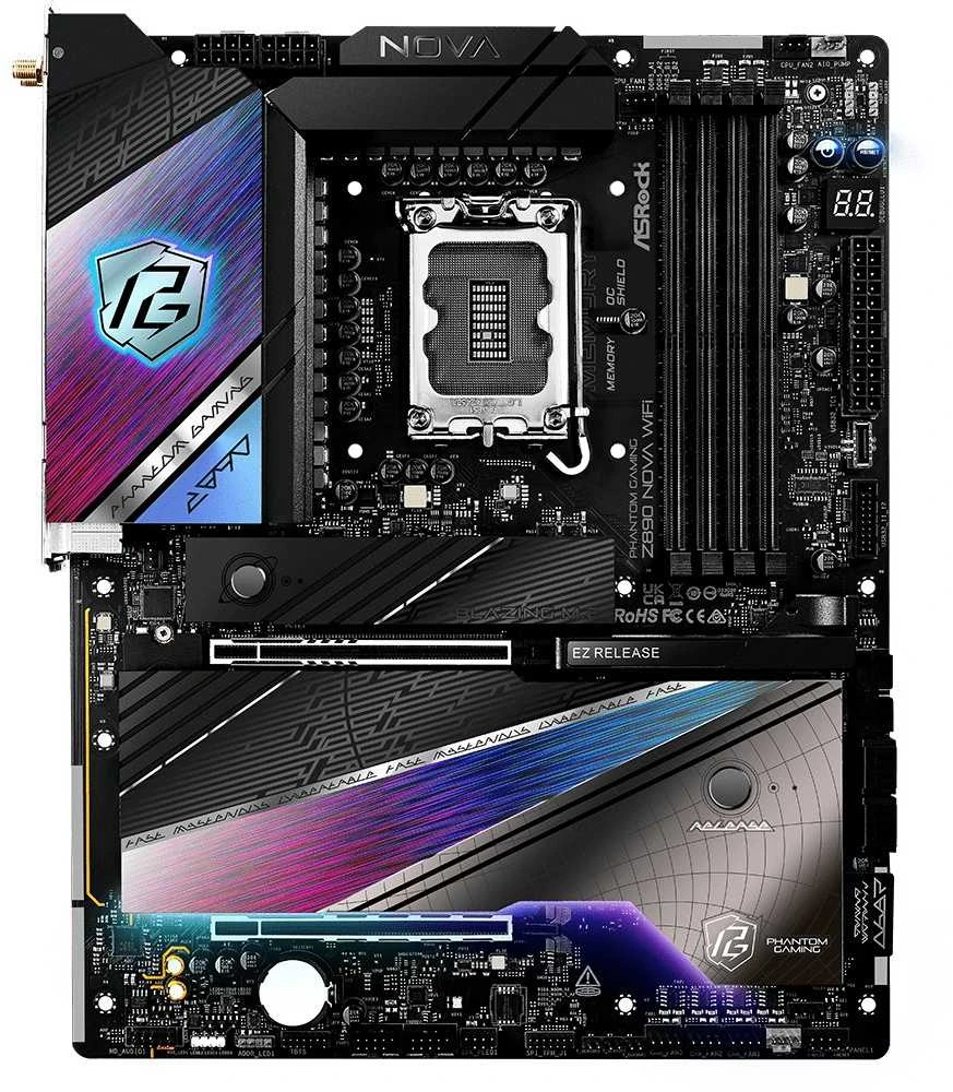ASRock Phantom Gaming Z890 Nova WiFi Intel Z890 LGA 1851 (Socket V1) ATX pagrindinė plokštė