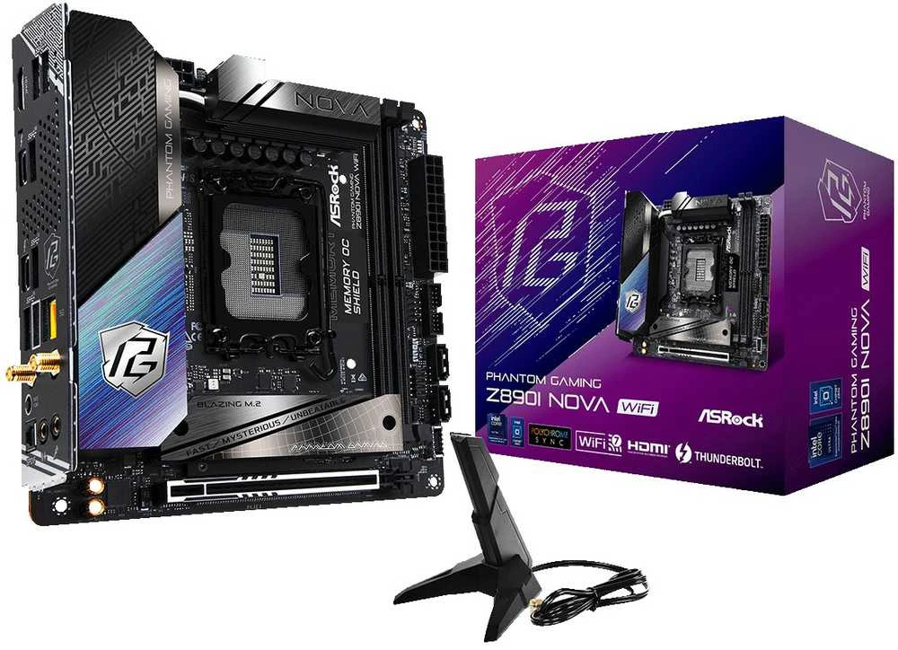 ASRock Phantom Gaming Z890I Nova WiFi Intel Z890 LGA 1851 (Socket V1) mini ITX pagrindinė plokštė