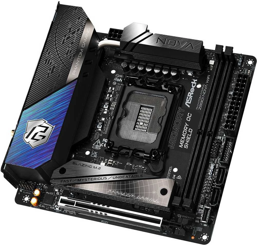 ASRock Phantom Gaming Z890I Nova WiFi Intel Z890 LGA 1851 (Socket V1) mini ITX pagrindinė plokštė