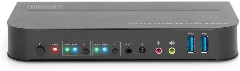 Assmann elektroninis DIGITUS KVM jungiklis 2x1 HDMI HDMI Out USB 4Kx2K 60Hz