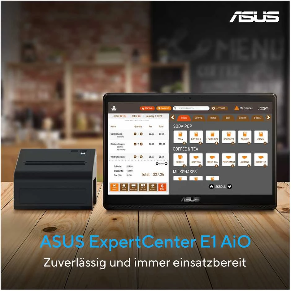 Stacionarus kompiuteris ASUS ExpertCenter E1 AiO E1600WKAT-BMR106X, 39,6 cm (15.6"), „Full HD“, „Intel® Celeron® N“, 4 GB, 128 GB, „Windows 11 Pro“
