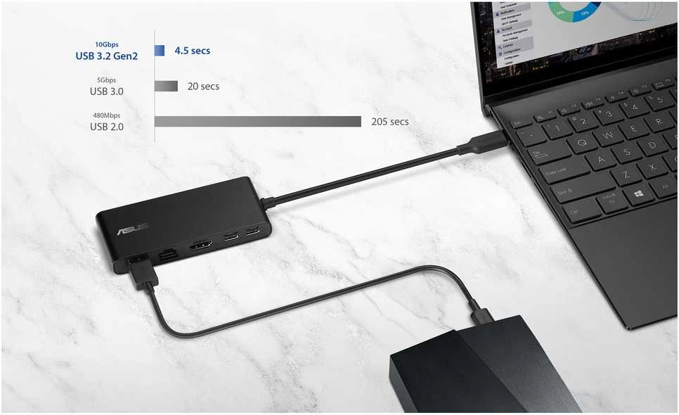 Asus Dual 4K USB-C dokas DC201 | Ethernet LAN (RJ-45) jungtys 1 | USB 3.0 (3.1 Gen 1) Type-C jungtys kiekis 3 | HDMI jungtys kiekis 1